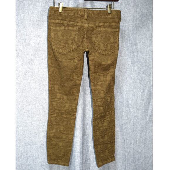 Free People Women’s Olive Embossed Floral Skinny Jeans Size 26 - Picture 3 of 3